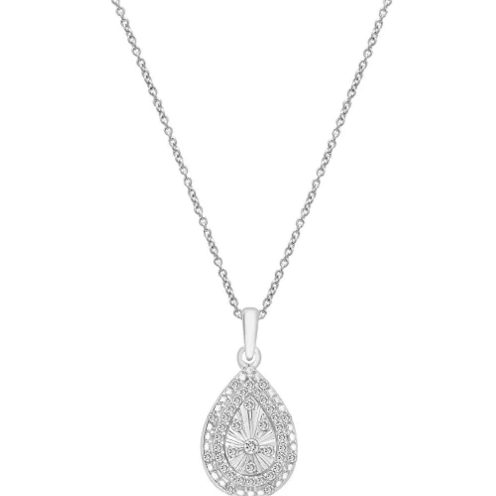 Gift Box Ready! Pear Drop Bridge Diamond Pendant 1/4 Carat Diamond only.